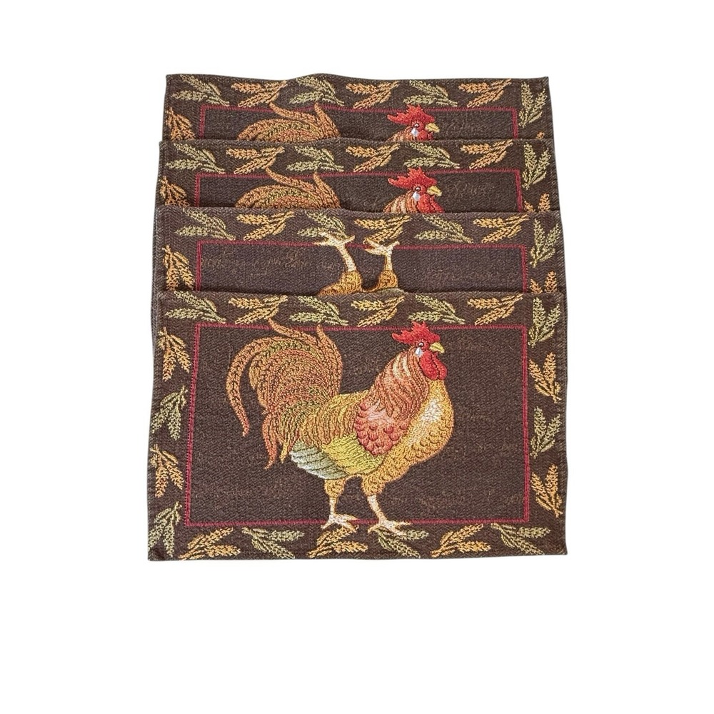 Rooster Dark Brown Placemats Set of 4 Farmhouse Rustic Better Homes
